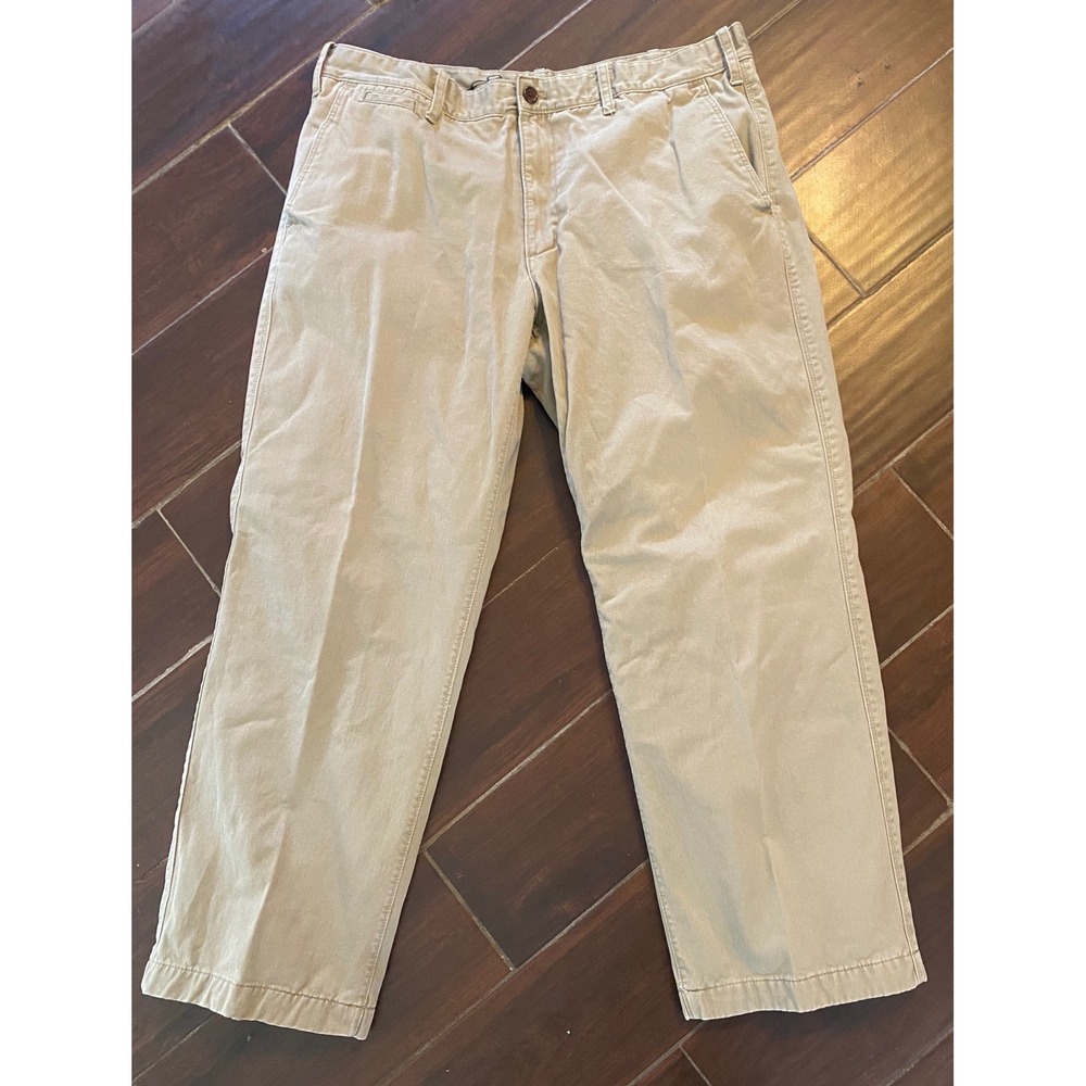 Eddie Bauer Khaki Chino Pants Flannel Lined Straight Leg  Mens Size 38x30